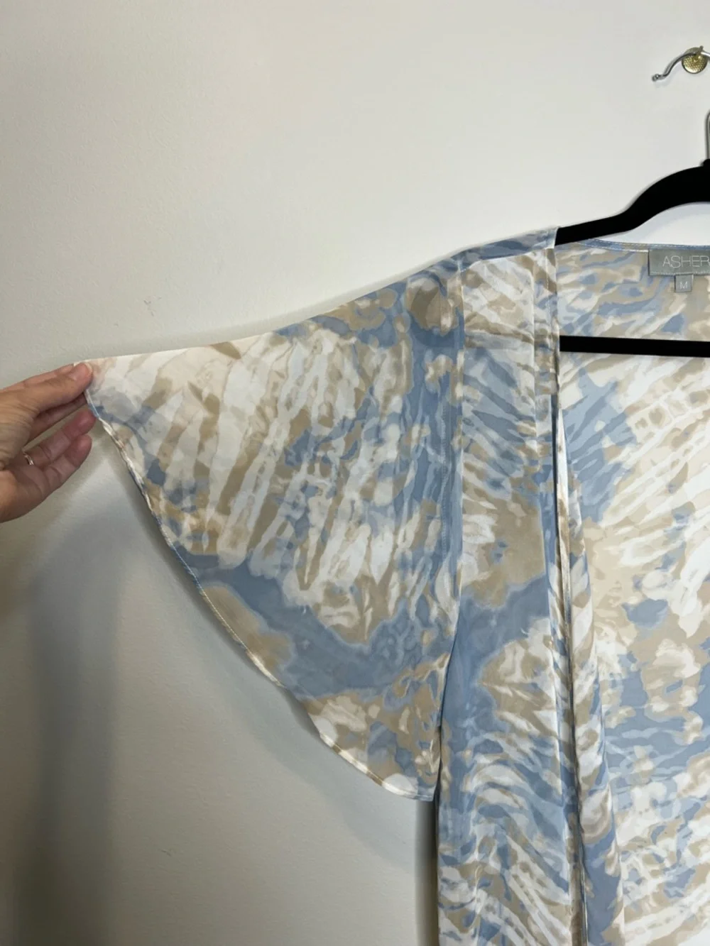 ASHER Boho Christian Flutter Sleeve Semi Sheer flowy Open Front Duster size M